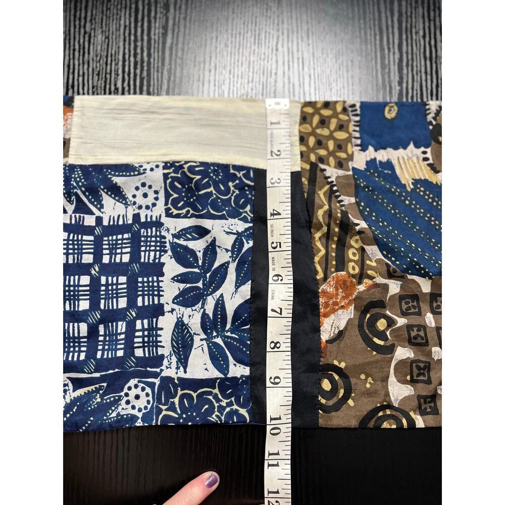 Patchwork/Multipattern Boho Silk Fringe Scarf - image 8